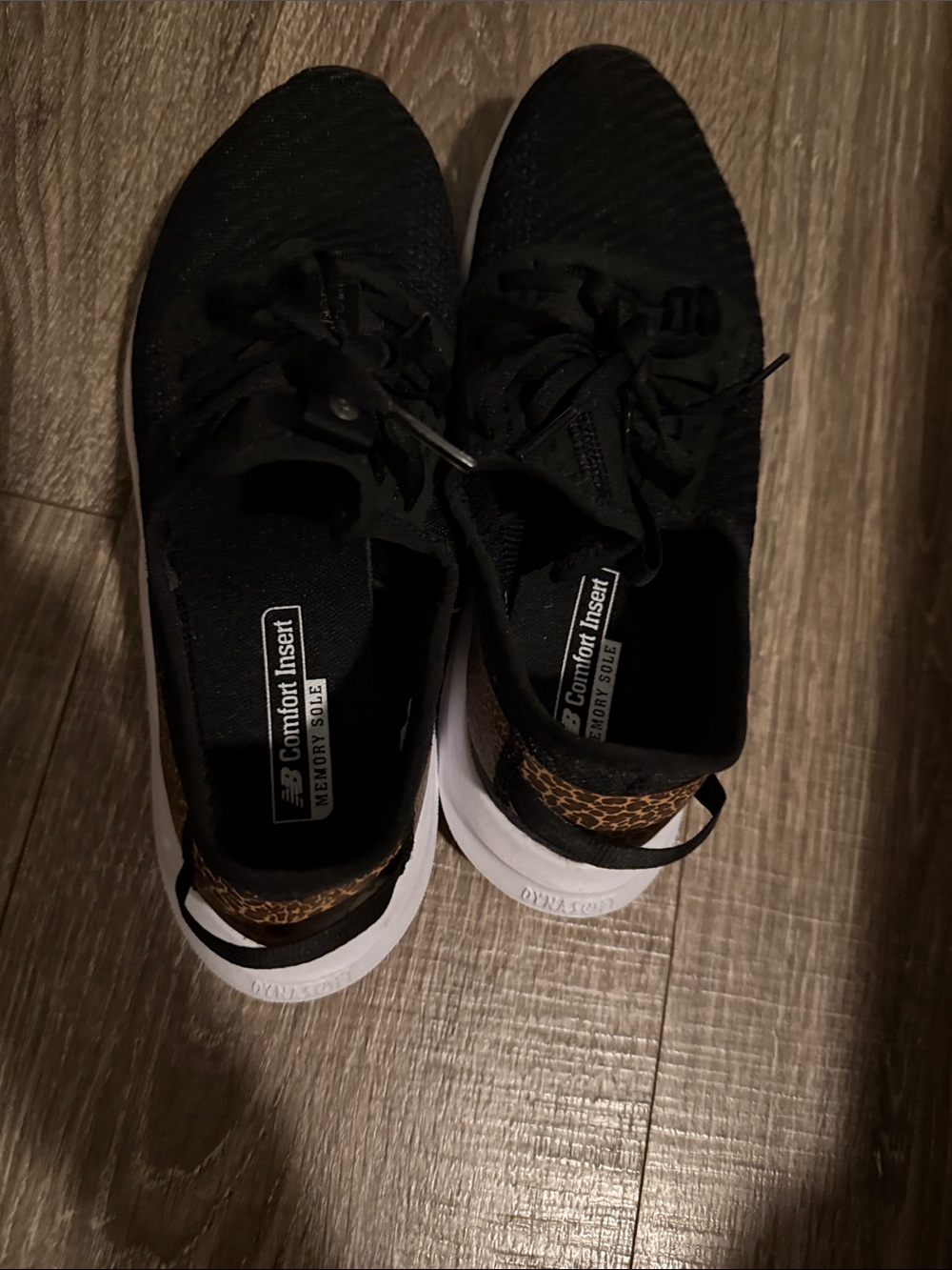 New Balance Black Athletic Sneakers with Leopard Heel Accent. Worn once
